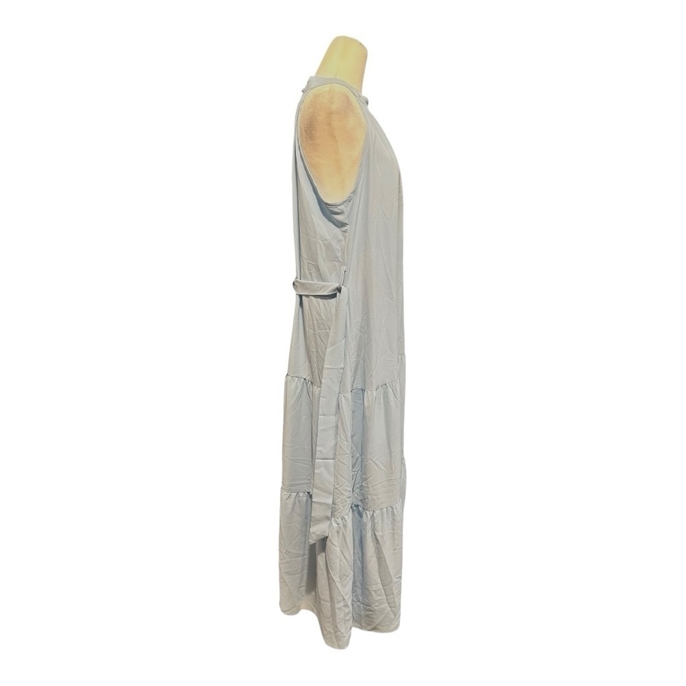 PRETTYGARDEN Summer Maxi Dress Halter Neck Flowy Ruffle Hem Boho Dress Belted L - Picture 6 of 10